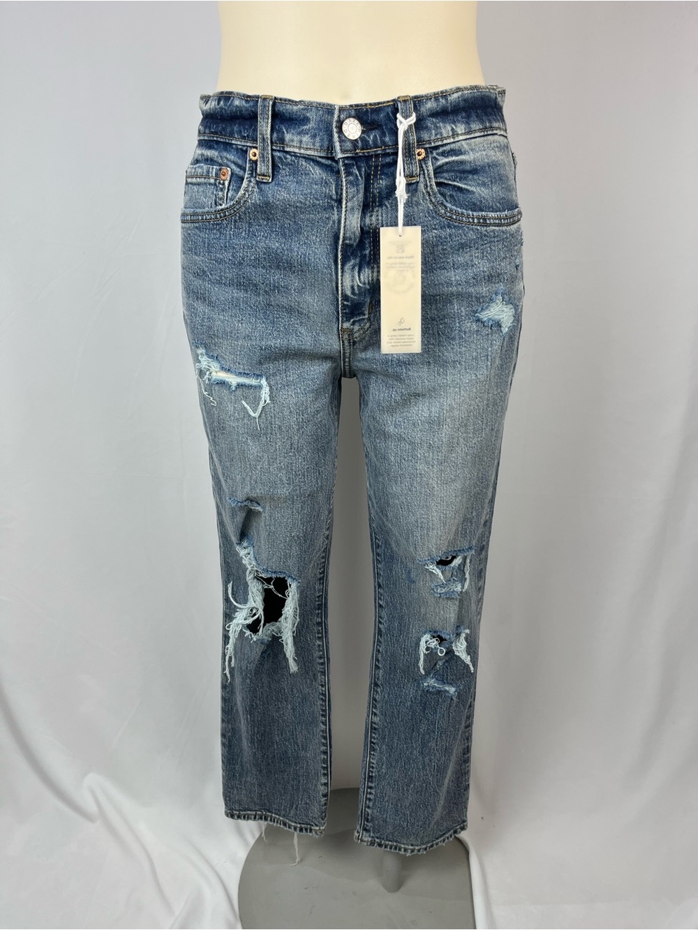 Daze Denim Classic Distressed Boyfriend Jeans in Medium Blue